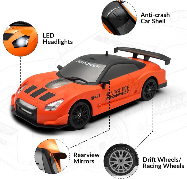 RACING RALLY SC24A05-1 1/24 2.4GHZ 4WD R/C DRIFT CAR ORANGE COLOR