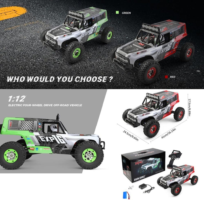 WLTOYS SPEED R/C 124006 RC Car 1:12 2.4G 4WD 40KM/H Off-Road RC CRAWLER RTR GREEN