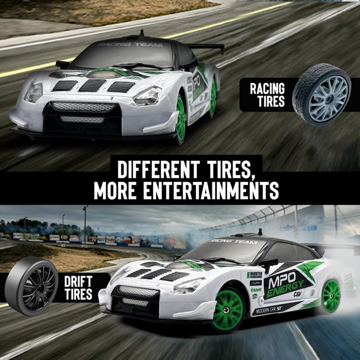 RACING RALLY SC24A11-1 1/24 2.4GHZ 4WD R/C DRIFT CAR WHITE GREEN COLOR