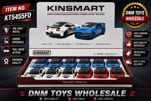 Kinsmart 2024 Ford Mustang Dark Horse Livery Edition Die-Cast Model Car Display Set (12 PCS Assorted Colors) Ð 1:38 Scale Pull Back Collection