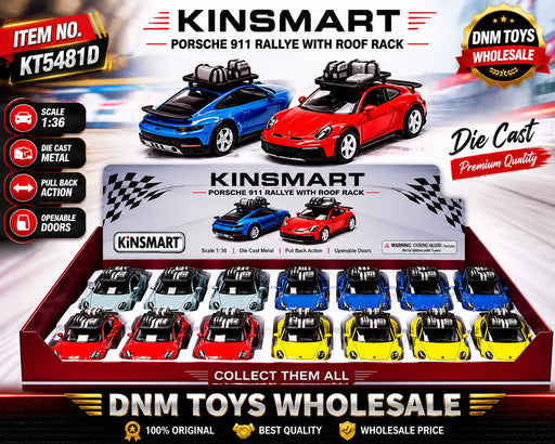 Kinsmart Porsche 911 Rallye with Roof Rack Die-Cast Sports Car Set (14 PCS Assorted Colors) Ð 1:36 Scale Pull Back Collection