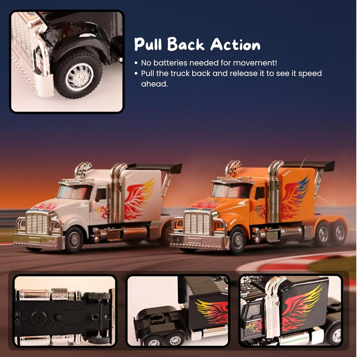 DIE CAST PULLBACK ALLOY TRUCK SERIES LIGHT AND SOUND  0302-55-BLACK