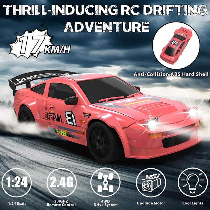 Break The Dawn 1:24 Scale 4WD High-Speed RC Drift Car — Multi-Player Racing Series with LED Lights