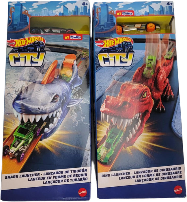 HOT WHEELS CITY TRACK NEMESIS LAUNCHER PLAYSETS WITH SHARK LAUNCHER AND DINO LAUNCHER (PRODUCT NO:GVF42)