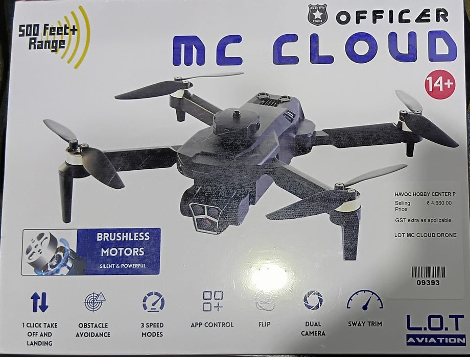 L.O.T 500 FEET+ RANGE OFFICER MC CLOUD DRONE AVIATION (BRUSHLESS MOTORS SILENT & POWERFUL)
