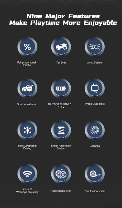 SPARK DRIFT SHORT AXIS SM4 2.4G RC CAR WITH DRIFTING MODE & SPARK MODE