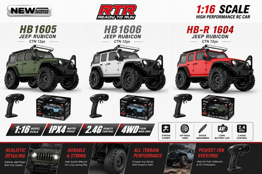 HB-R1604 1:16 RC Jeep Rubicon 4WD | 2.4GHz RTR Remote Control Car Wholesale