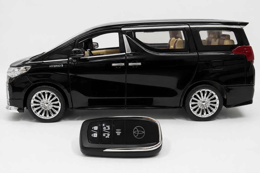 CHE ZHI DIE-CAST 1:24 TOYOTA ALPHARD SIMULATION SOUND AND LIGHT PULL BACK SERIES BLACK COLOR