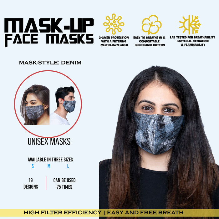 Face mask Denim Camo Black Small,Medium,Large