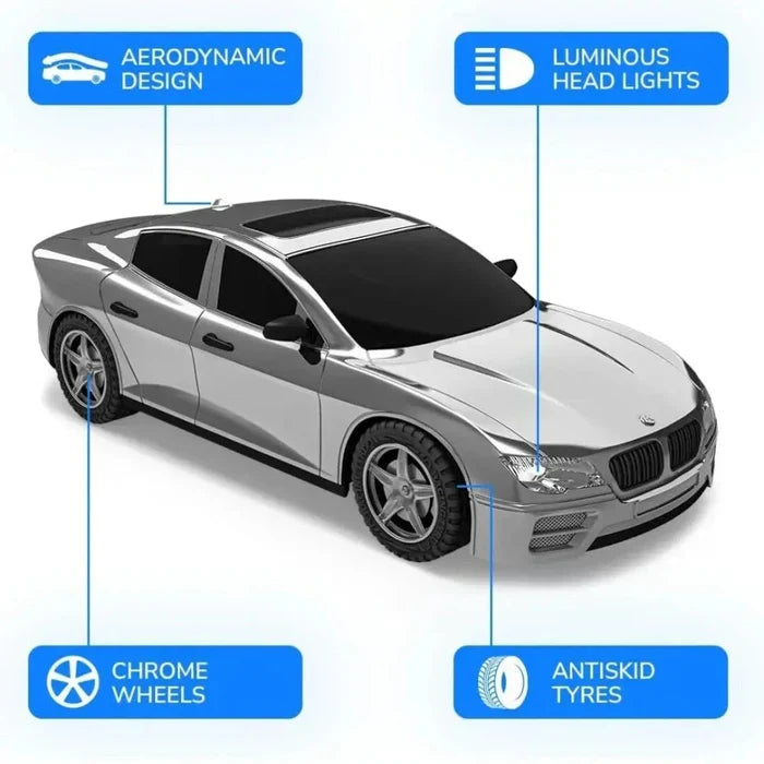 MIRANA TRACER APP AND REMOTE CONTROL CAR - 1.5X POWERFUL NITRO, AR GAME, ANTI SKID TYRE, LUMINOUS HEADLIGHTS, 1200 MAH LI-ION RECHARGEABLE BATTERY ( GREY )
