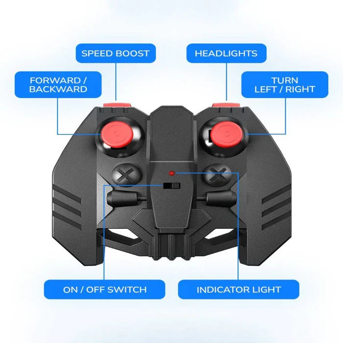 MIRANA MEGA RANGER APP AND REMOTE CONTROL CAR - DUAL MOTOR, LED HEADLIGHTS, SMOKE EXHAUST, 6 DRIVE WHEEL, 2000 MAH LI-ION RECHARGEABLE BATTERY, C TYPE USB CHARGING (BLUE)