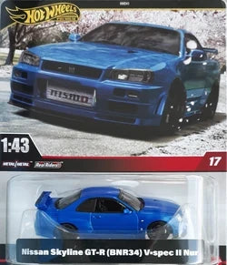 HOT WHEELS 1:43 NISSAN SKYLINE GT-R (BNR34) V.SPEC II NUR REAL RIDERS (9C9F)