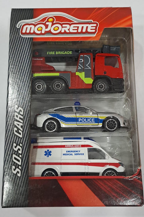 Majorette Diecast S.O.S Car Model Set Of 3 Cars – II