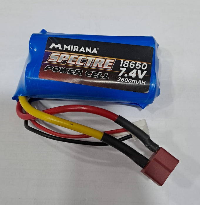 7.4V 2600 MAH 18650 MIRANA BATTERY WITH T CONNECTOR MIRANA SPECTRE