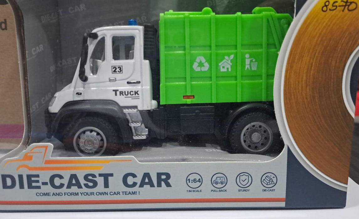 DIE CAST 1:64 RC PULL BACK TRASH/WASTE BIN TRUCK 6461