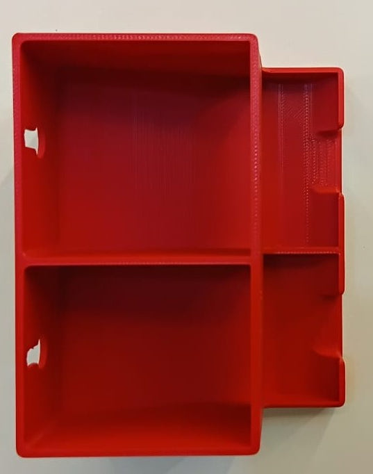 DUAL BATTERY DISPENSER HOLDER FOR 15AA AND 15AAA BATTERIES RED