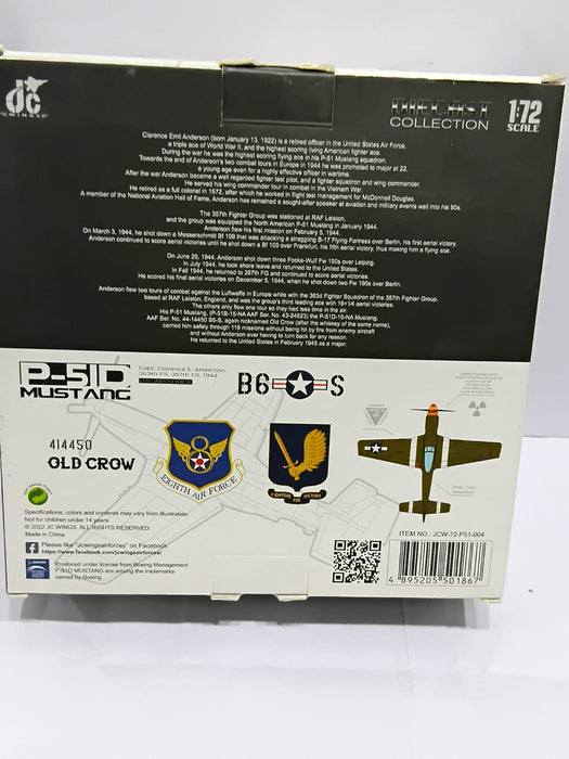 JC Wings P-51D Mustang 1:72 Scale Diecast Airplane – US Air Force 357th FG 363rd FS (JCW-72-P51-004)