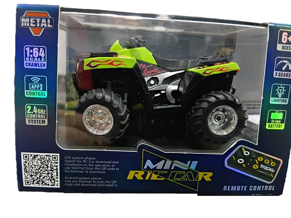 MINI RC CAR SMALL POCKET 1:64 SPEED REGULATING ALLOY MODEL HG4-426 GREEN