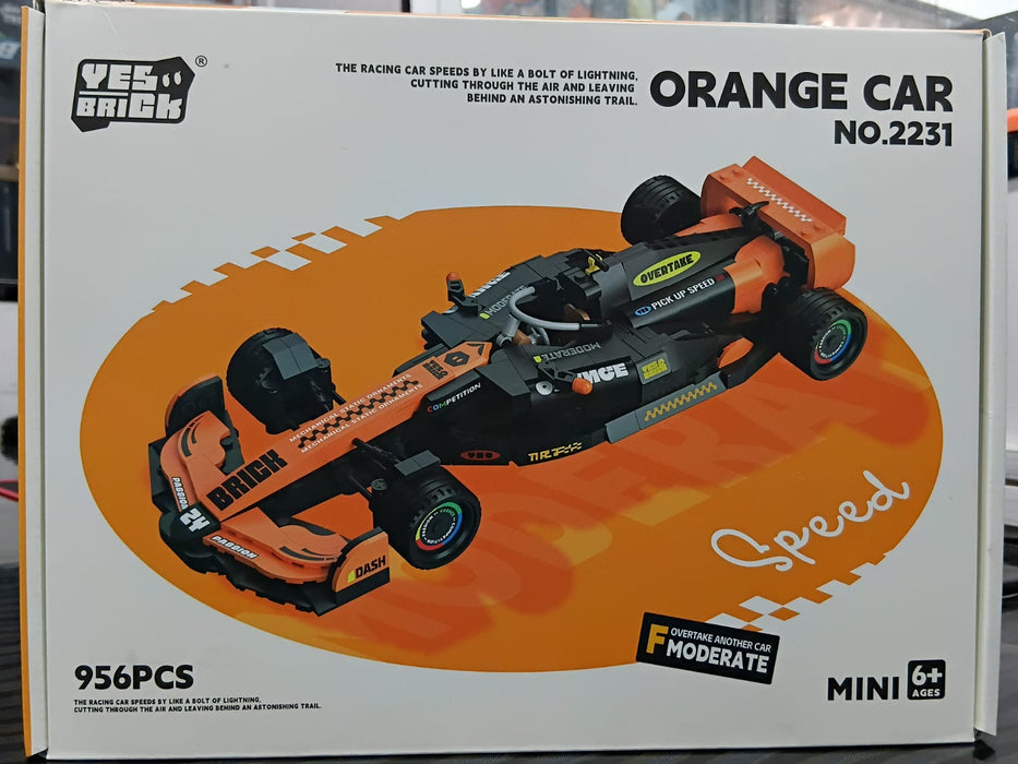 YES BRICK ORANGE CAR NO. 2231 956 PCS MINI SPEED DRIFT