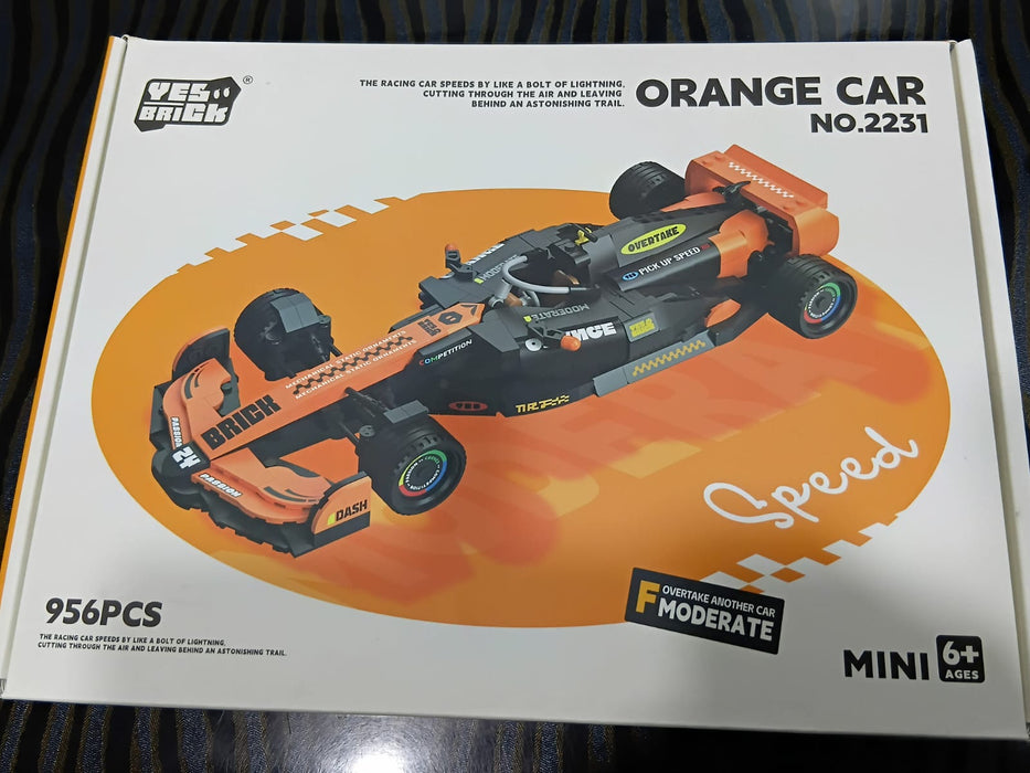 YES BRICK ORANGE CAR NO. 2231 956 PCS MINI SPEED DRIFT