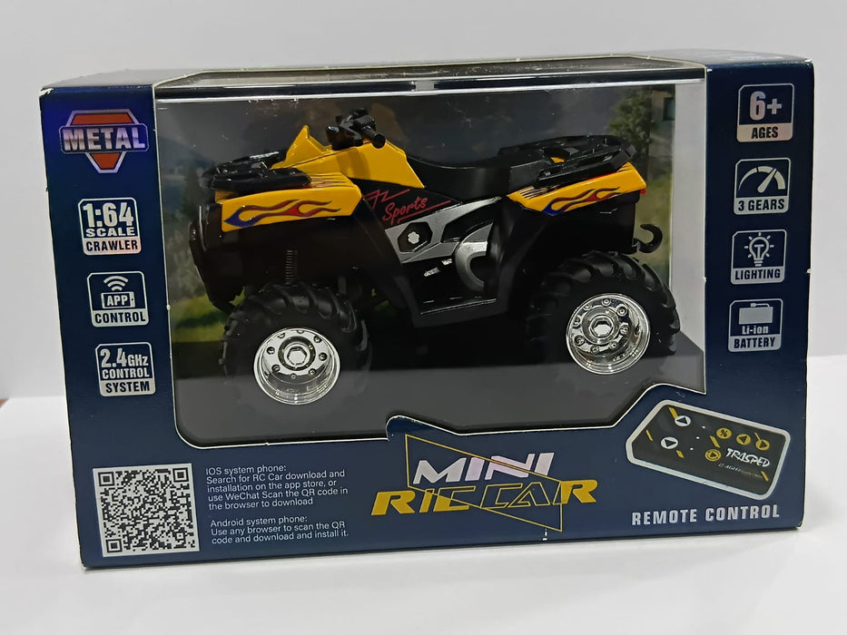 MINI RC CAR SMALL POCKET 1:64 SPEED REGULATING ALLOY MODEL HG4-426 YELLOW