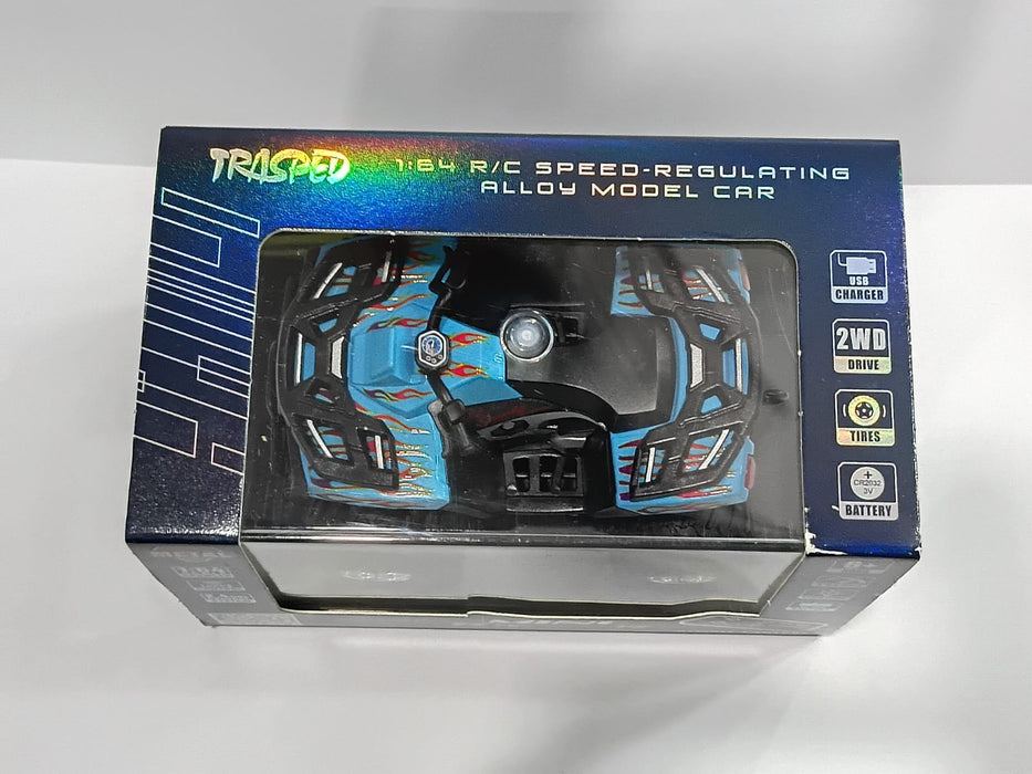 MINI RC CAR SMALL POCKET 1:64 SPEED REGULATING ALLOY MODEL HG4-426 BLUE