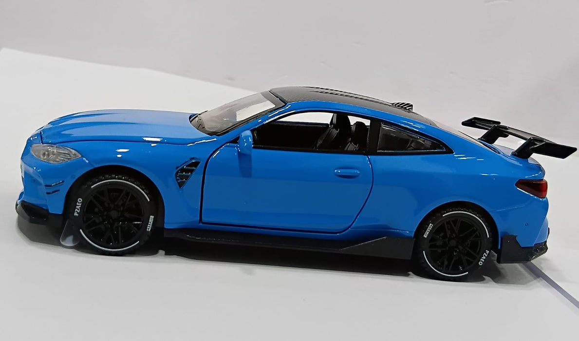 BMW M4 1/32 XA3228-B WITH PULL BACK LIGHT FUNCTIONS ALLOY DIECAST MODEL CAR BLUE COLOR
