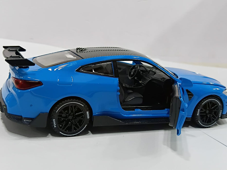 BMW M4 1/32 XA3228-B WITH PULL BACK LIGHT FUNCTIONS ALLOY DIECAST MODEL CAR BLUE COLOR