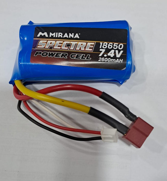 7.4V 2600 MAH 18650 MIRANA BATTERY WITH T CONNECTOR MIRANA SPECTRE