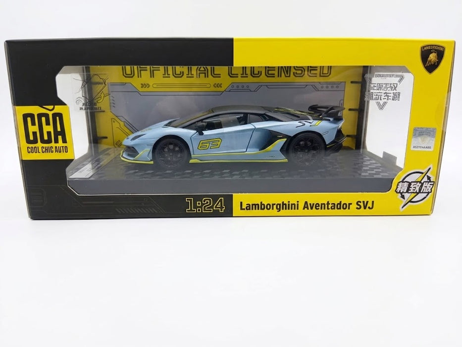 CCA LAMBORGHINI AVENTADOR SVJ 1:24 DIECAST SCALE MODEL 68272K BLUE