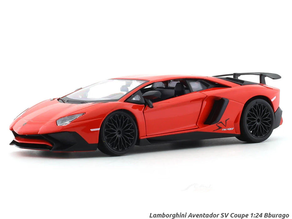 BBURAGO LAMBORGHINI AVENTADOR SV COUPE RED 1:24 SCALE DIECAST MODEL 18-91079