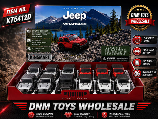 Kinsmart Jeep Wrangler Off-Road Die-Cast Model Set (12 PCS Assorted Colors) Ð 1:34 Scale Pull Back Collection
