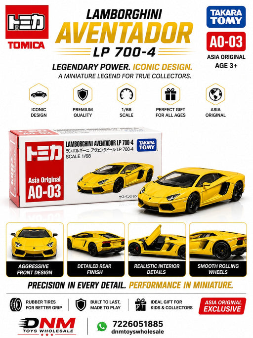 Tomica AO-03 Lamborghini Aventador LP 700-4 Diecast Premium Toy Car 1:68 Scale