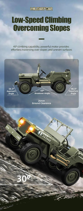 MILITARY JEEP C8815 RTR 1/10 WILLYS RC TRUCK 4WD OFF-ROAD CLIMBING GREY