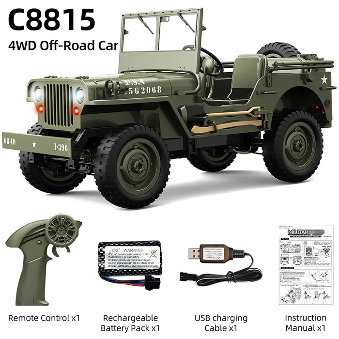 MILITARY JEEP C8815 RTR 1/10 WILLYS RC TRUCK 4WD OFF-ROAD CLIMBING GREY