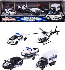 MAJORETTE  POLICE FORCE 4PC SET 7.5CM DIECAST MODEL