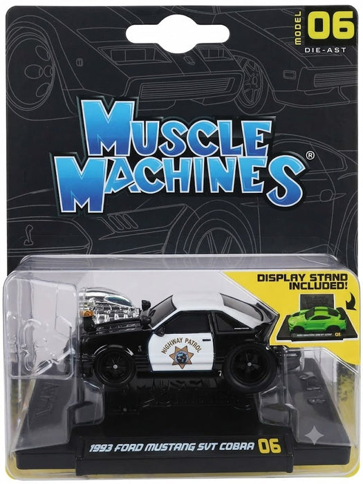 MAISTO MUSCLE MACHINE 1/64 SCALE 1993 FORD MUSTANG SVT COBRA BLACK & WHITE METAL DIECAST SERIES 1 MODEL 06