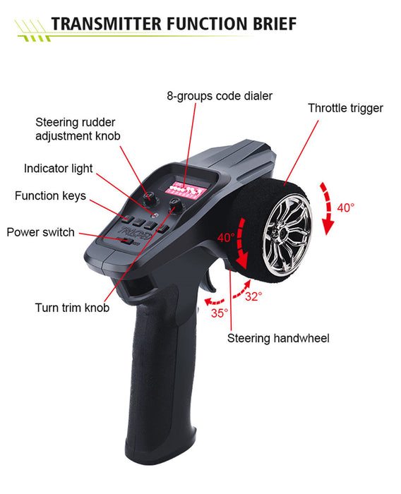 SUZUKI JIMNY HG4-210 RC CAR 1/16 4WD 2.4G LED LIGHT & TOWING HOOK OF THE TRAILER GREEN