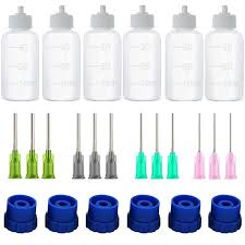 HASTHIP 6 PCS GLUE APPLICATOR BOTTLES, OIL DROPPER BOTTLE WITH BLUNT TIP NEEDLE