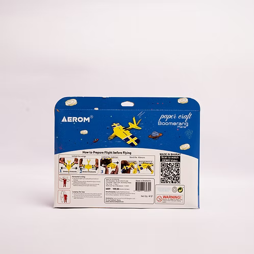 AEROM PAPER CRAFT BOOMERANG PLANE UNFOLD AND FLY (PACK OF 4 PLANES)