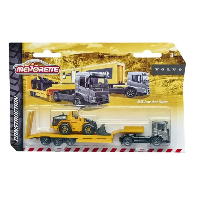 MAJORETTE CONSTRUCTION VOLVO TRANSPORTER TRUCK – FMX LOW BED TRAILER DIECAST PACK OF 1