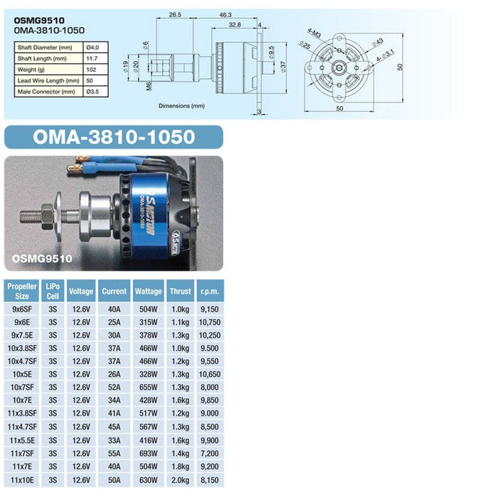 OS BRUSHLESS MOTOR  OMA 3810-1050