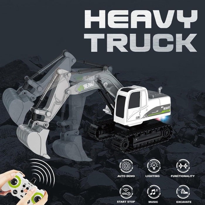 REMOTE CONTROL JCB- 11 CHANNEL METAL SHOVEL RC EXCAVATOR WITH MUSIC, 1:24 RC CONSTRUCTION VEHICLES WITH 2 BATTERIES
