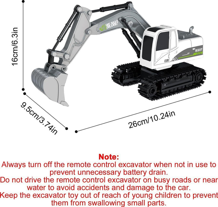 REMOTE CONTROL JCB- 11 CHANNEL METAL SHOVEL RC EXCAVATOR WITH MUSIC, 1:24 RC CONSTRUCTION VEHICLES WITH 2 BATTERIES