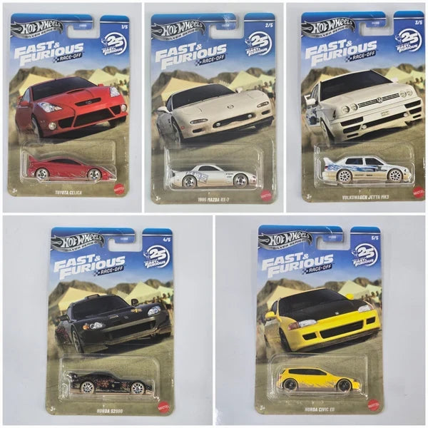 HNR88-9C6P Hot Wheels Imported Fast & Furious Race-Off Set of 10 Die-Cast Cars | Silver Series Collector Pack