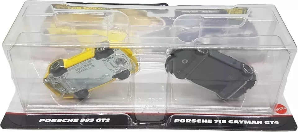 HOT WHEELS 2-PACK: PORSCHE 993 GT2 / PORSCHE 718 CAYMAN GT4 DIE-CAST CARS (9C6P)