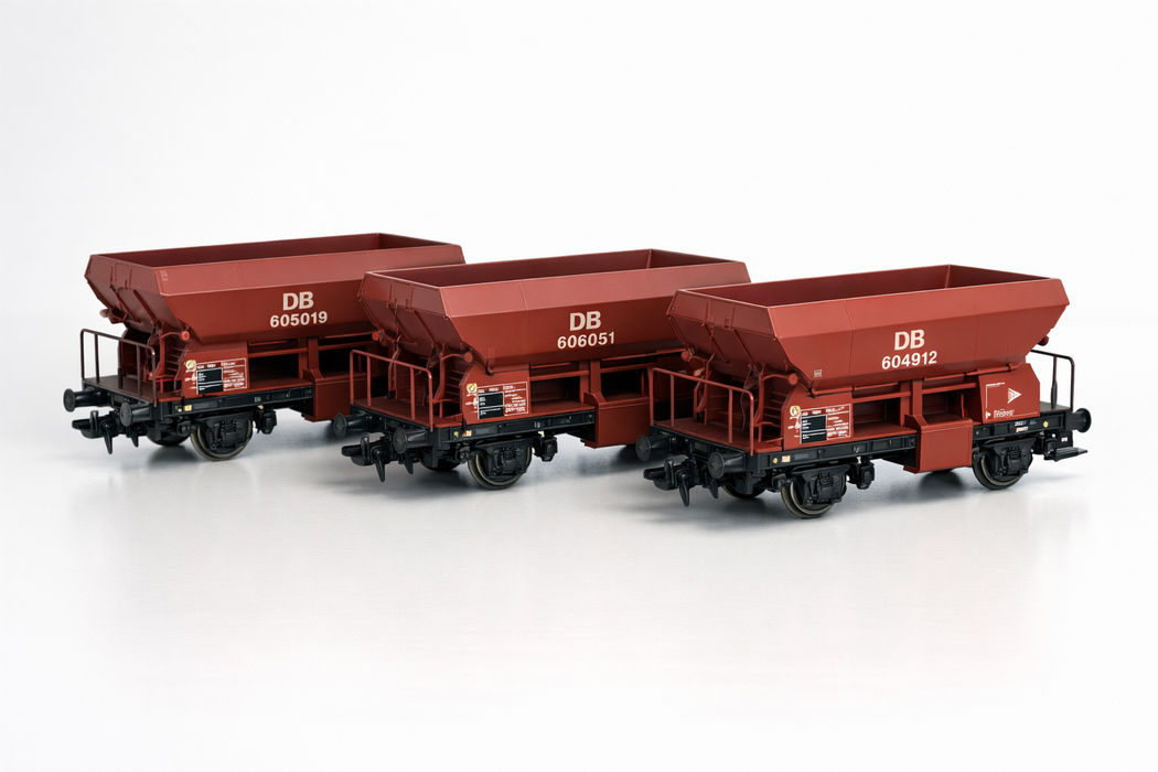 ROCO HO 44095 TIPPER WAGON GRAVEL WAGON 1:87 SCALE SET OF 3 DB 605019, 606051 & 604912