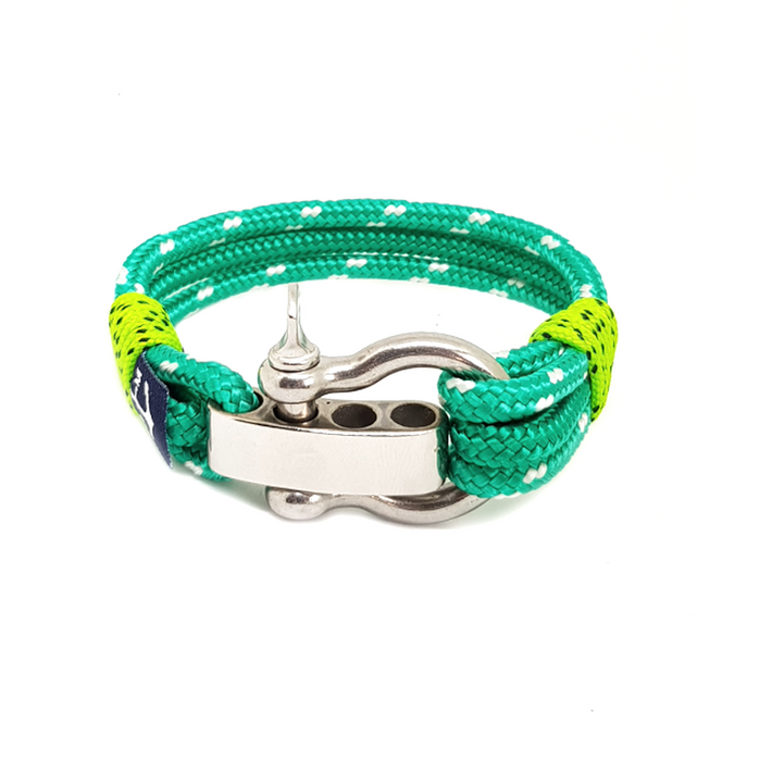 Adjustable Shackle Green Nautical Bracelet