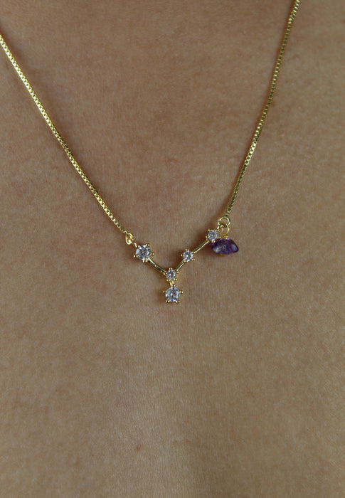 Pisces Necklace with Amethyst - Zodiac Sign by Bombay Sunset