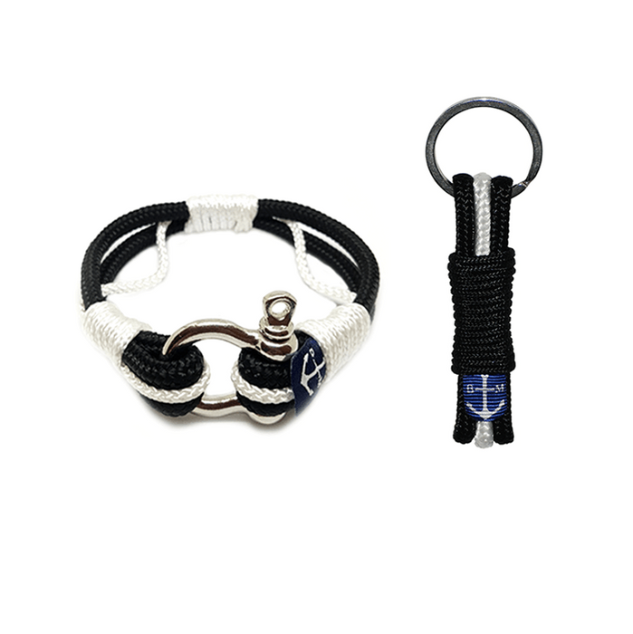 Atlantic Breeze Black and White Nautical Bracelet and Keychain